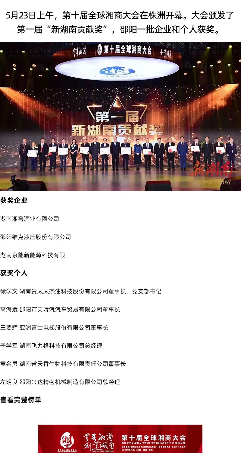 全省表彰！邵陽這些企業(yè)和個人獲獎